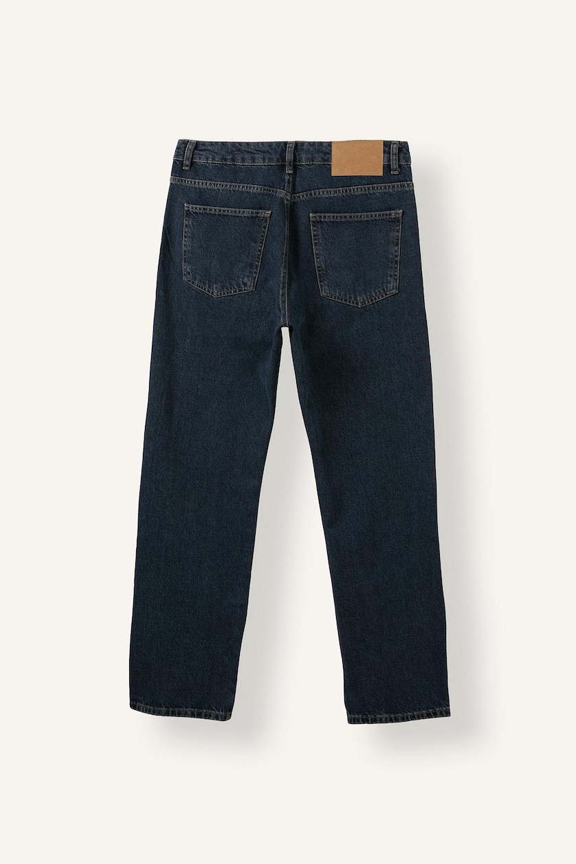 Erkek Mavi Gri Straight Fit Uzun Boy Jean Pantolon