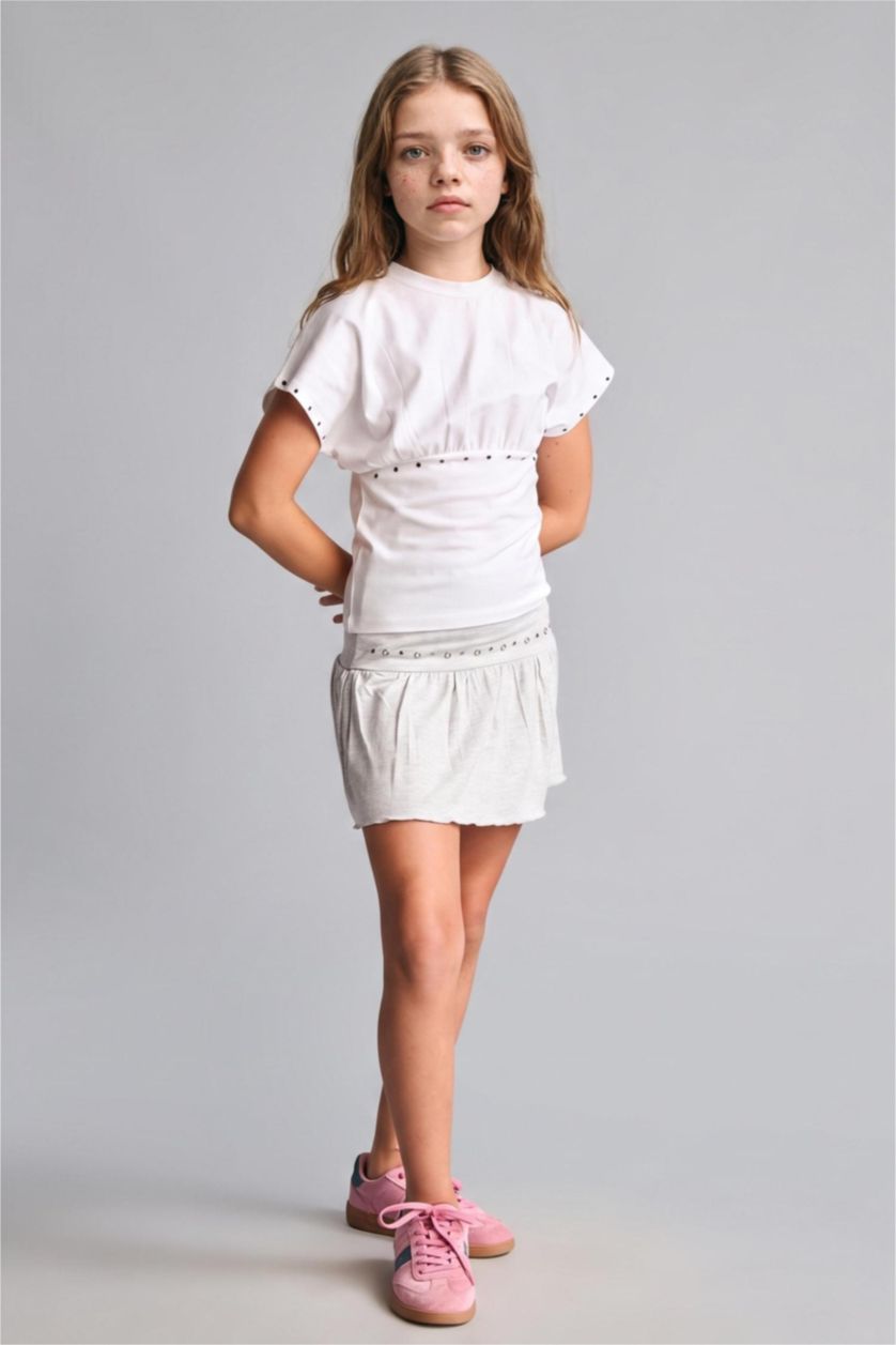 Girls & Teens Grey Melange تنورة بناتي ممشط