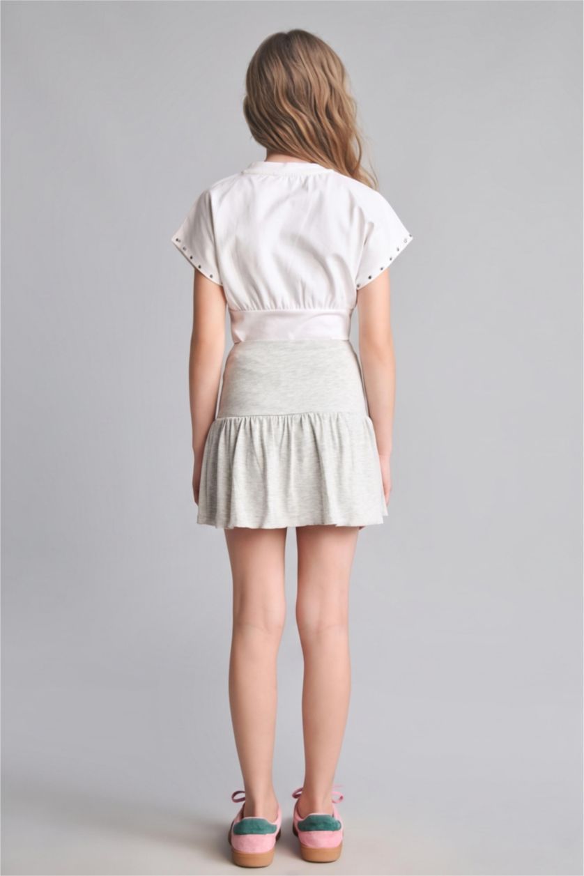 Girls & Teens Grey Melange تنورة بناتي ممشط