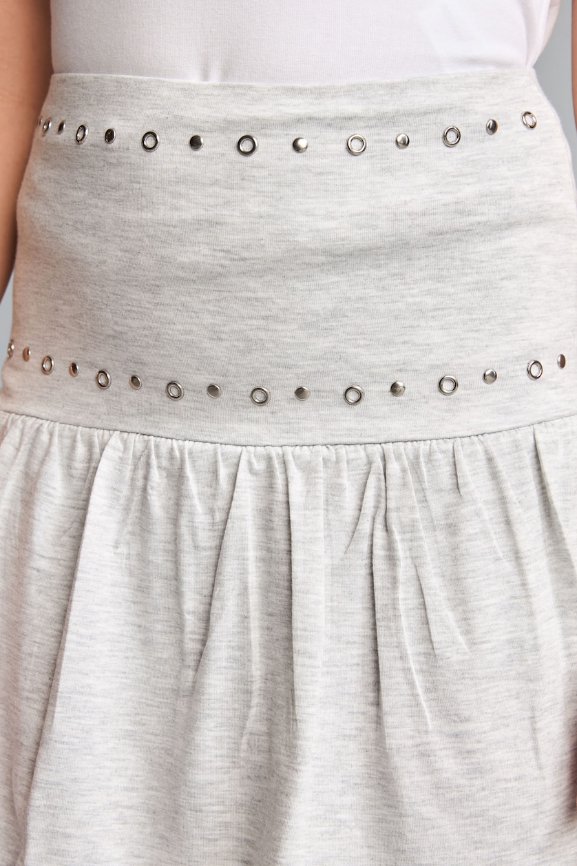 Young Girls - Teen Girls Grey Melange Girl Regular Fit Knitted Skirt