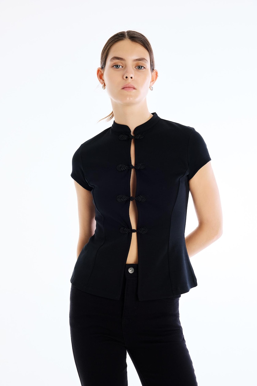 WOMAN Black Slim Fit Short Sleeve T-Shirt