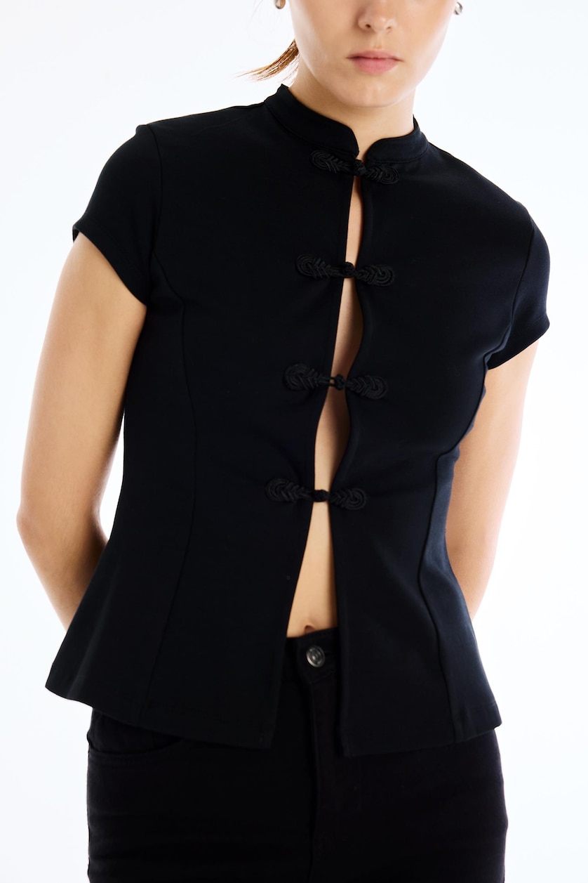 WOMAN Black Slim Fit Short Sleeve T-Shirt