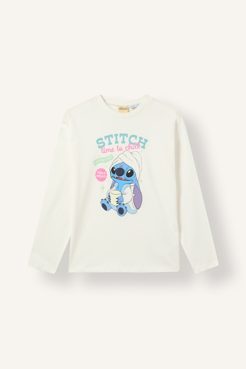 Kız Çocuk - Genç Kız Beyaz Lilo & Stitch Baskılı 2'li Pijama Takımı Kız Çocuk