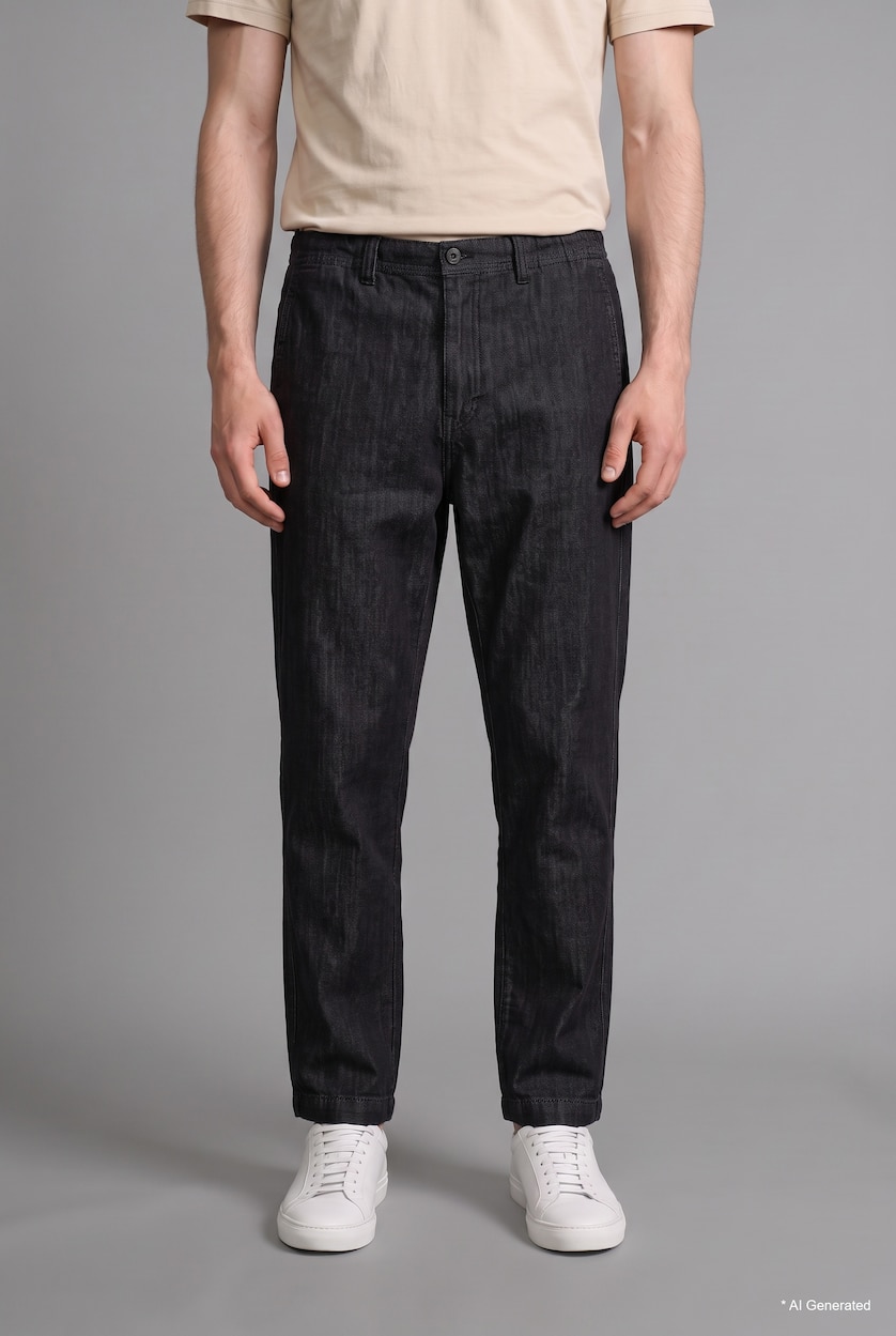 MAN Black Elastic Waist Baggy Fit Jeans