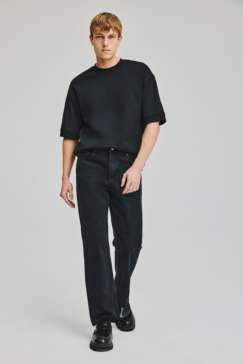 Erkek Siyah %100 Pamuk Straight Fit Uzun Boy Jean Pantolon