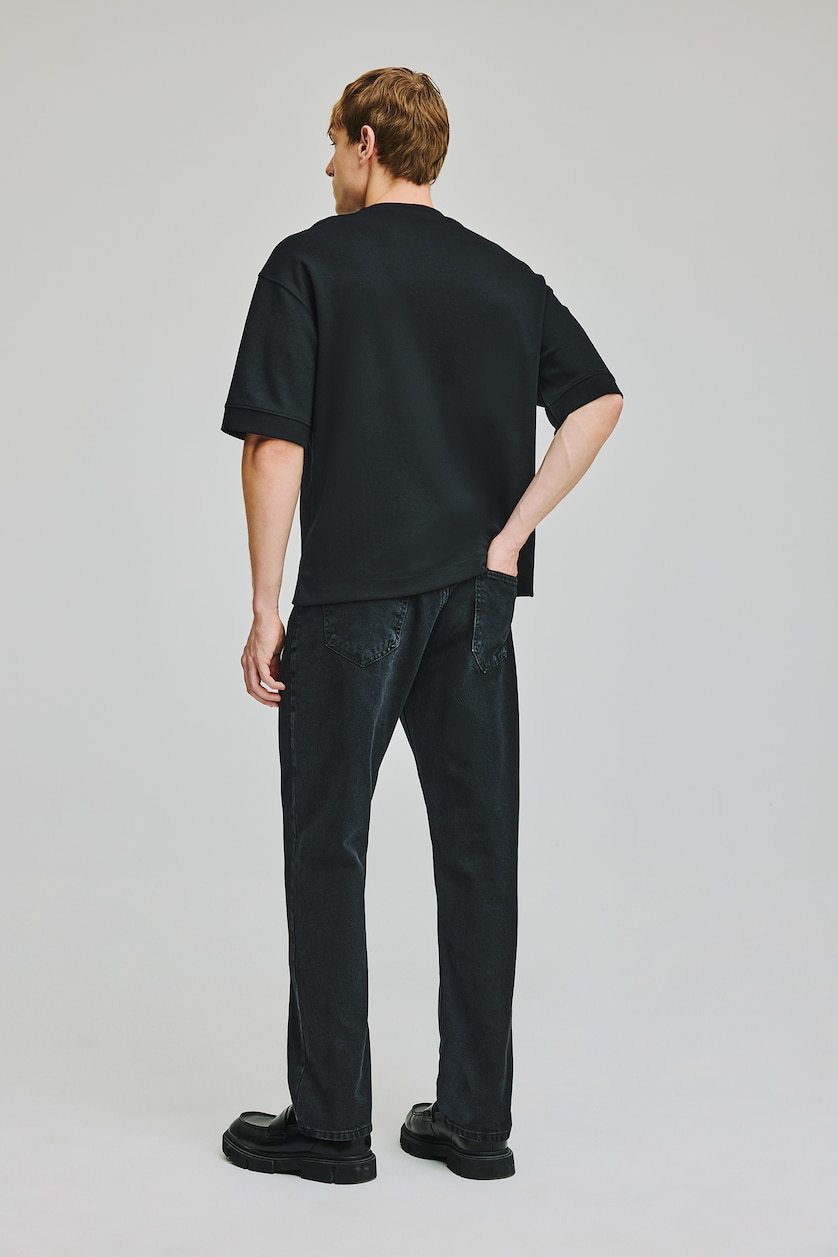 Erkek Siyah %100 Pamuk Straight Fit Uzun Boy Jean Pantolon