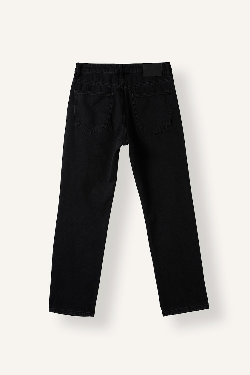Erkek Siyah %100 Pamuk Straight Fit Uzun Boy Jean Pantolon