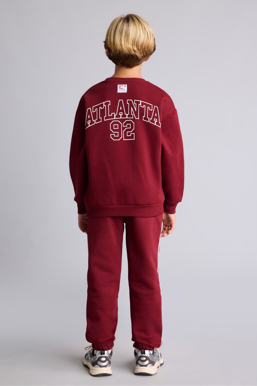 Young Boys - Teen Boys Bordeaux Regular Fit Printed Crew Neck Sweatshirt