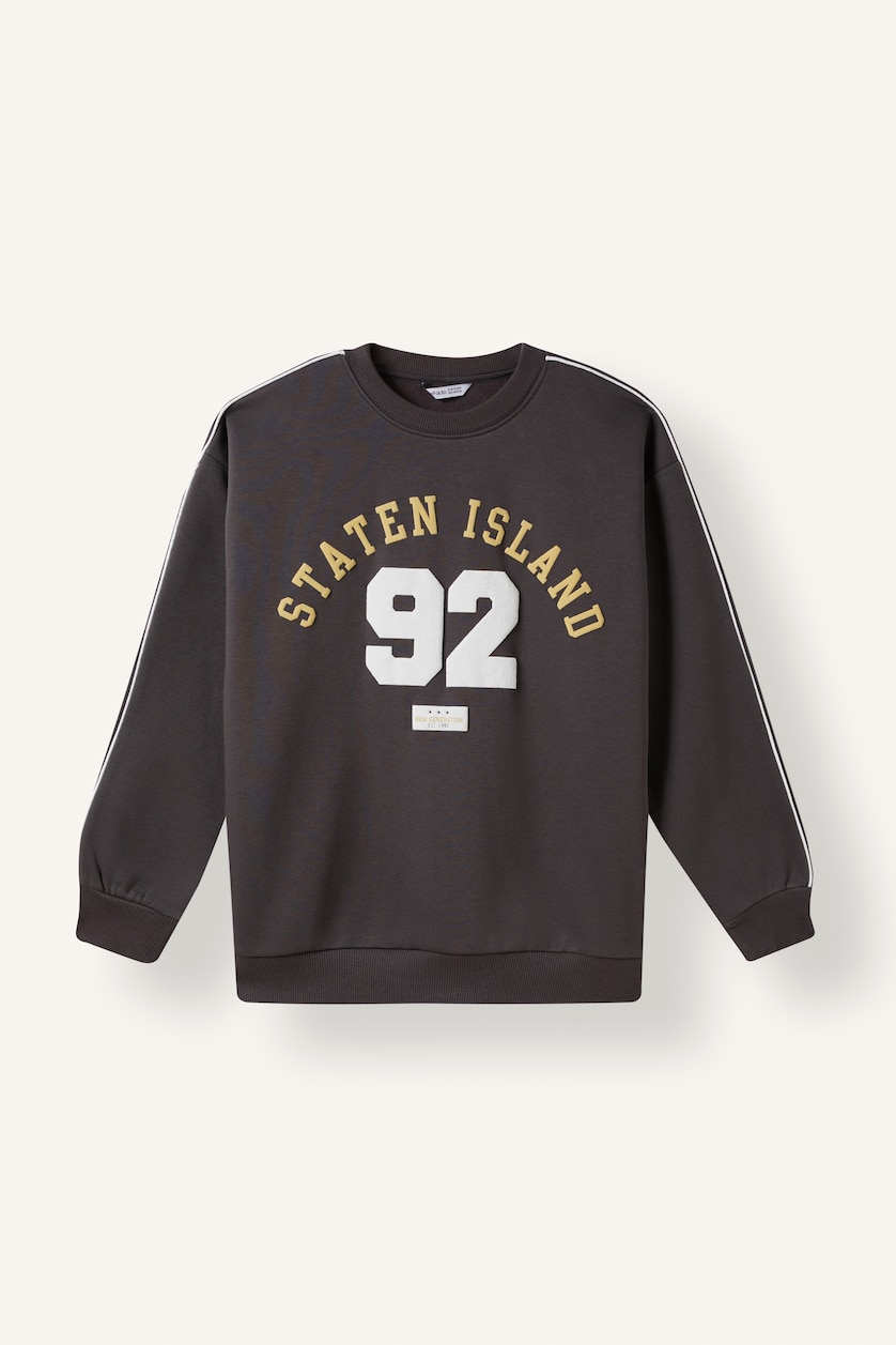 Young Boys - Teen Boys Anthracite Man Printed Crew Neck Sweatshirt