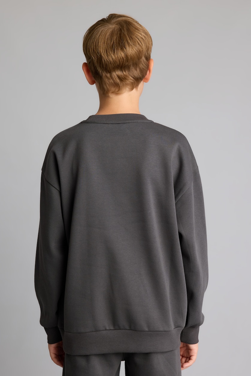 BOYS & TEENS Anthracite سويت شيرت اولادي مطبوع ببطانة ناعمة