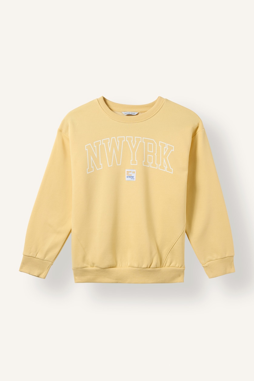 Erkek Çocuk - Genç Erkek Sarı Overshirt Fit Baskılı Sweatshirt Erkek Çocuk