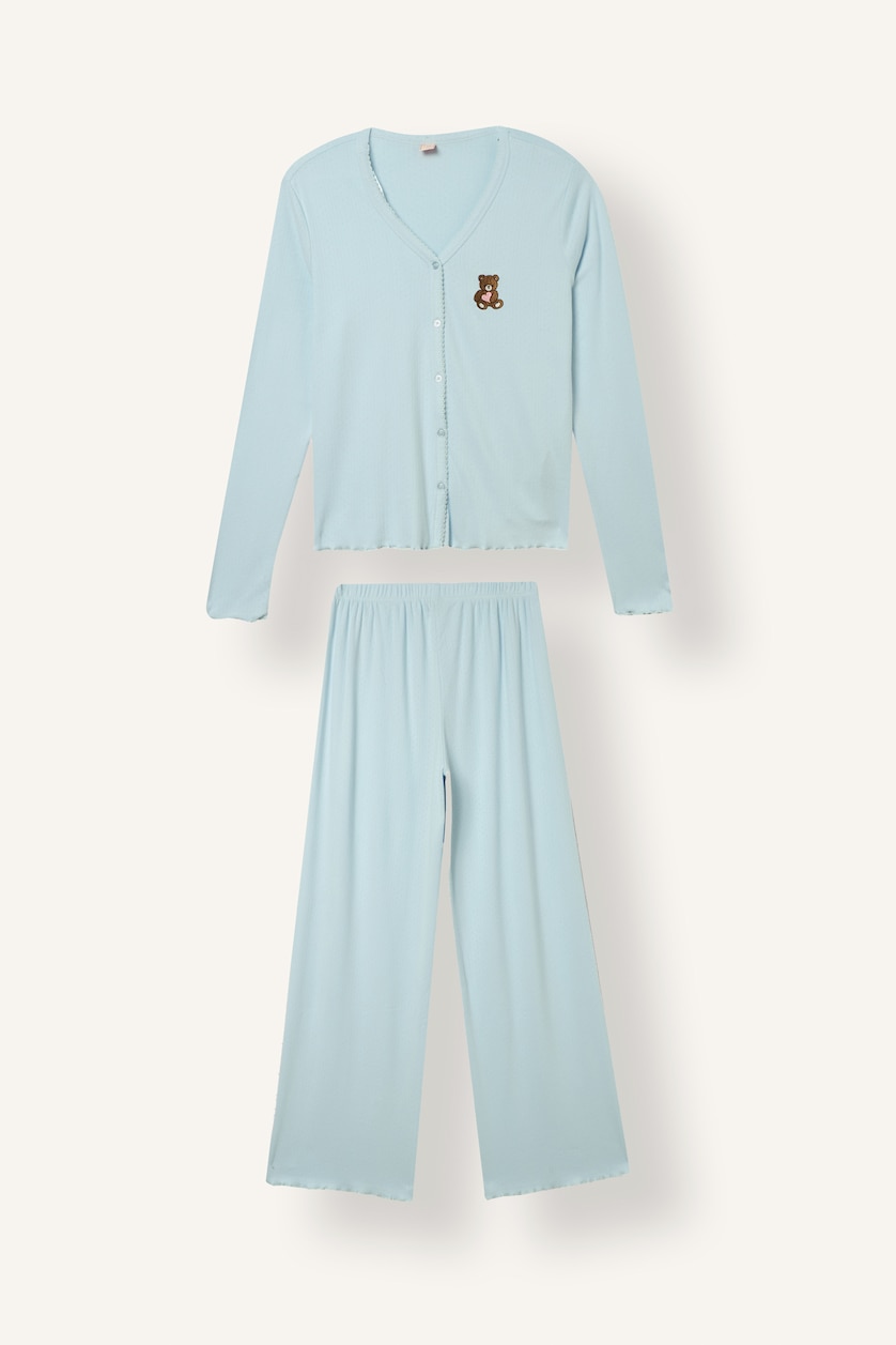 Women Light Blue Regular Fit Long Sleeve 2 Piece Set