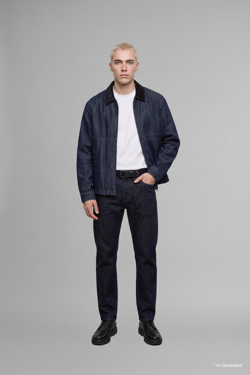 Erkek Koyu Mavi Straight Fıt Jean