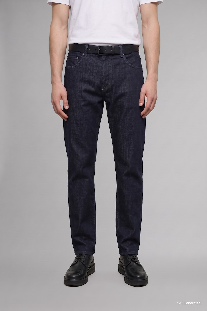 Erkek Koyu Mavi Straight Fıt Jean