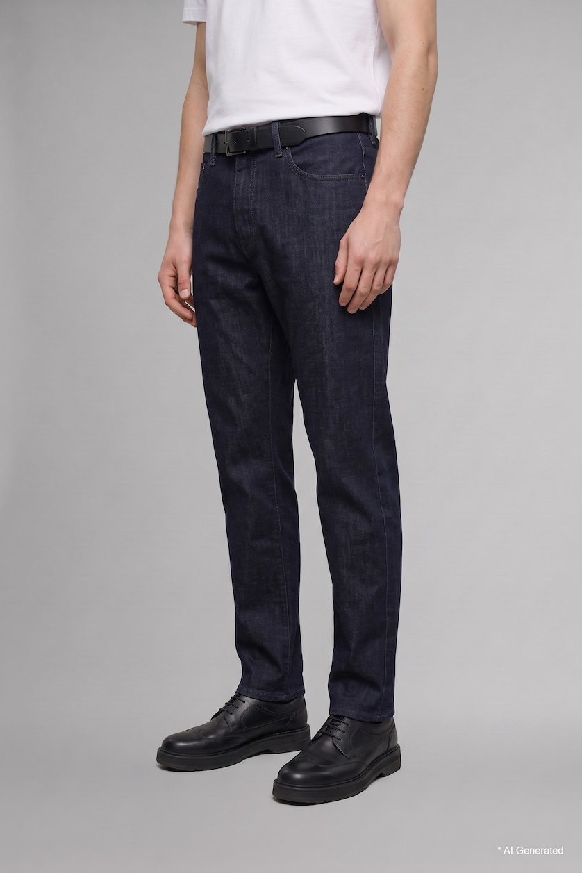 Erkek Koyu Mavi Straight Fıt Jean