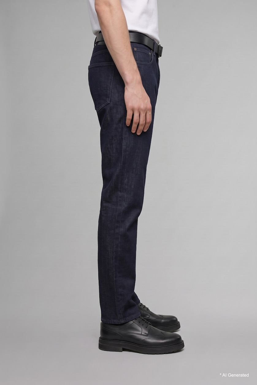 Erkek Koyu Mavi Straight Fıt Jean