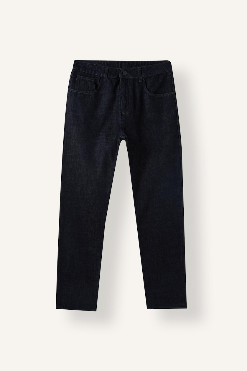 رجال أزرق غامق Straight Fit Trousers
