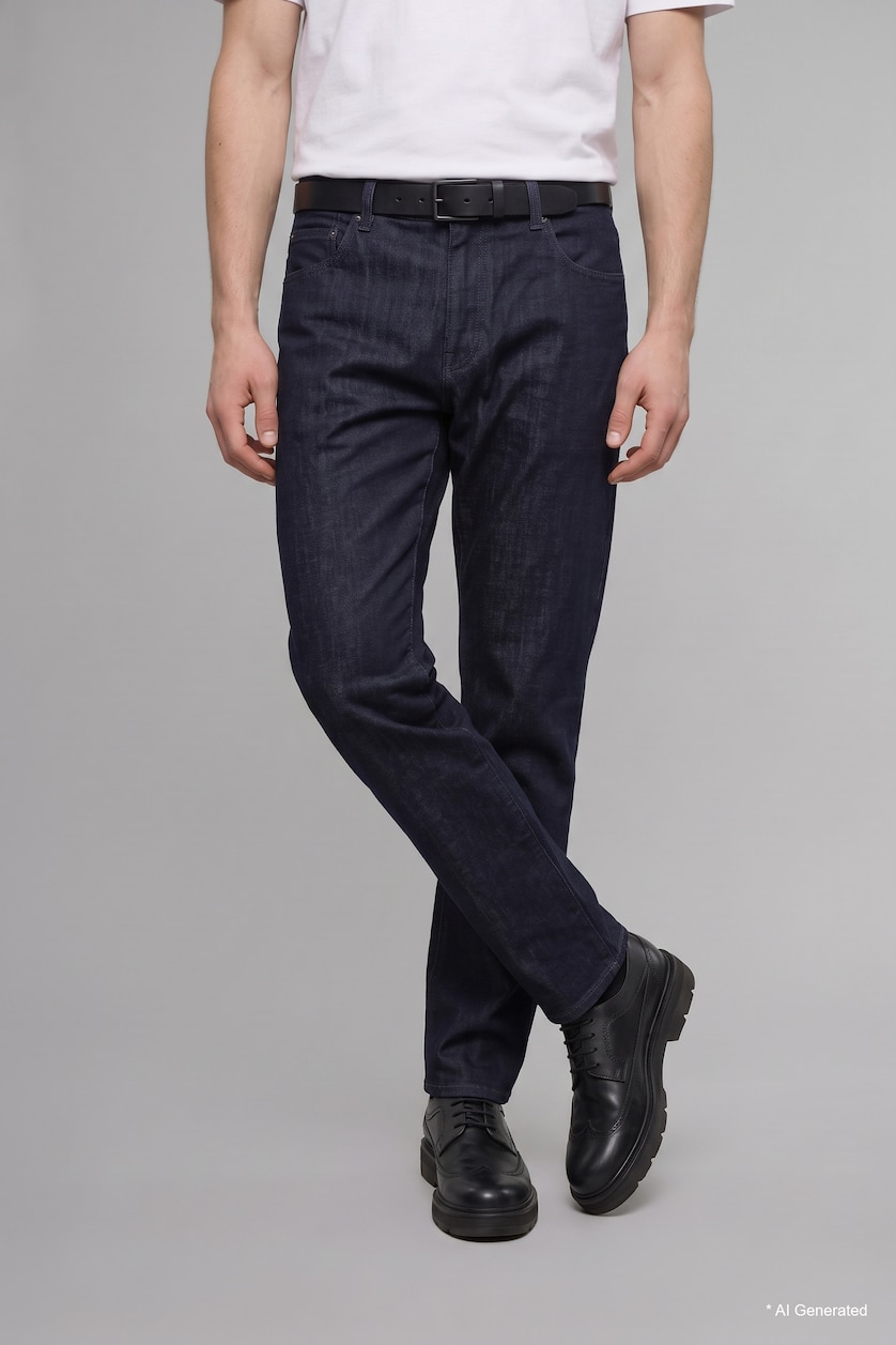 Erkek Koyu Mavi Straight Fıt Jean