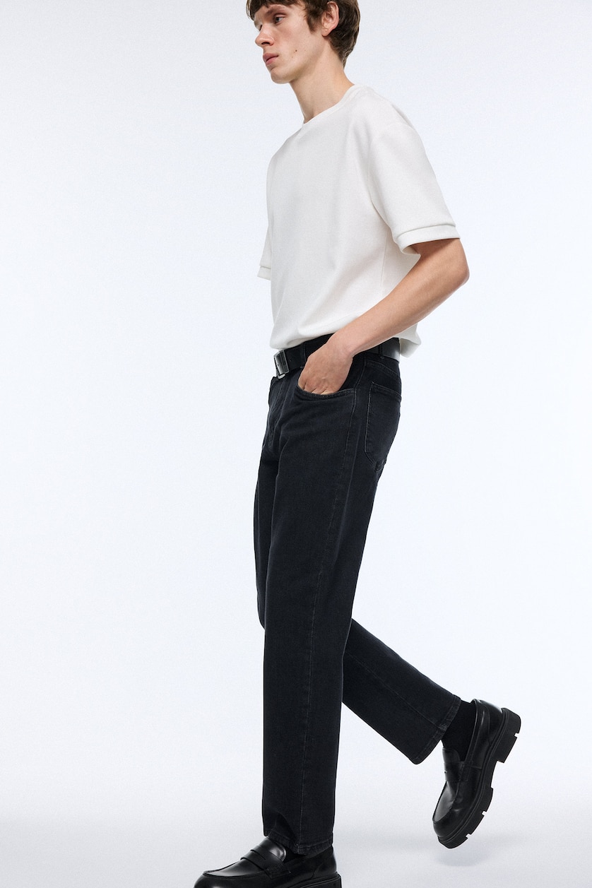 Men Anthracite Straight Fit Regular Waist Straight Leg Jeans
