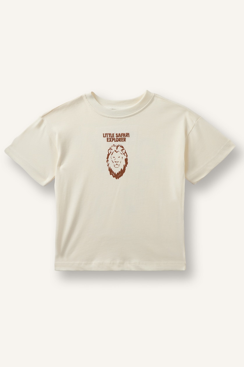 BÉBÉ GARÇON Écru T-shirt à col rond et manches courtes avec imprimé animal pour bébé garçon