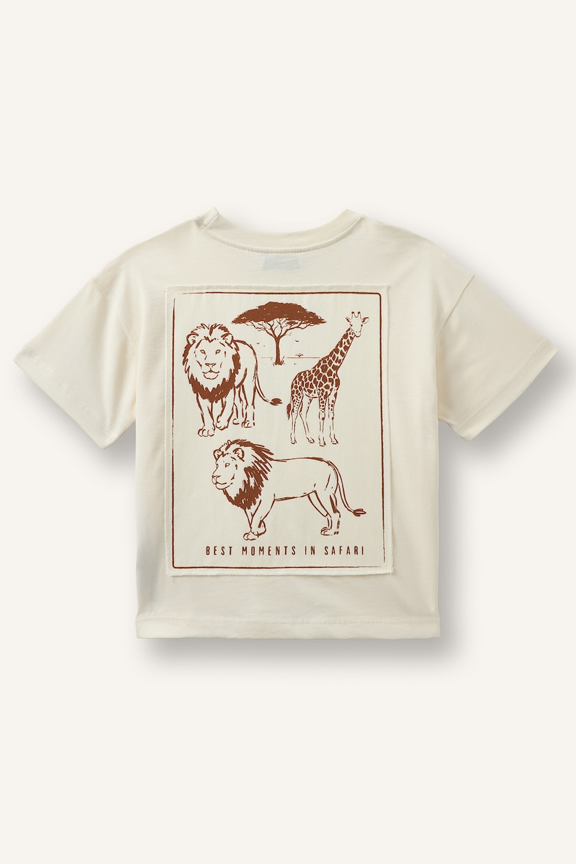 BÉBÉ GARÇON Écru T-shirt à col rond et manches courtes avec imprimé animal pour bébé garçon