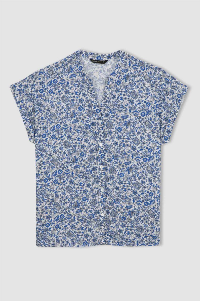 Woman Blue Regular Fit Short Sleeve Shirt