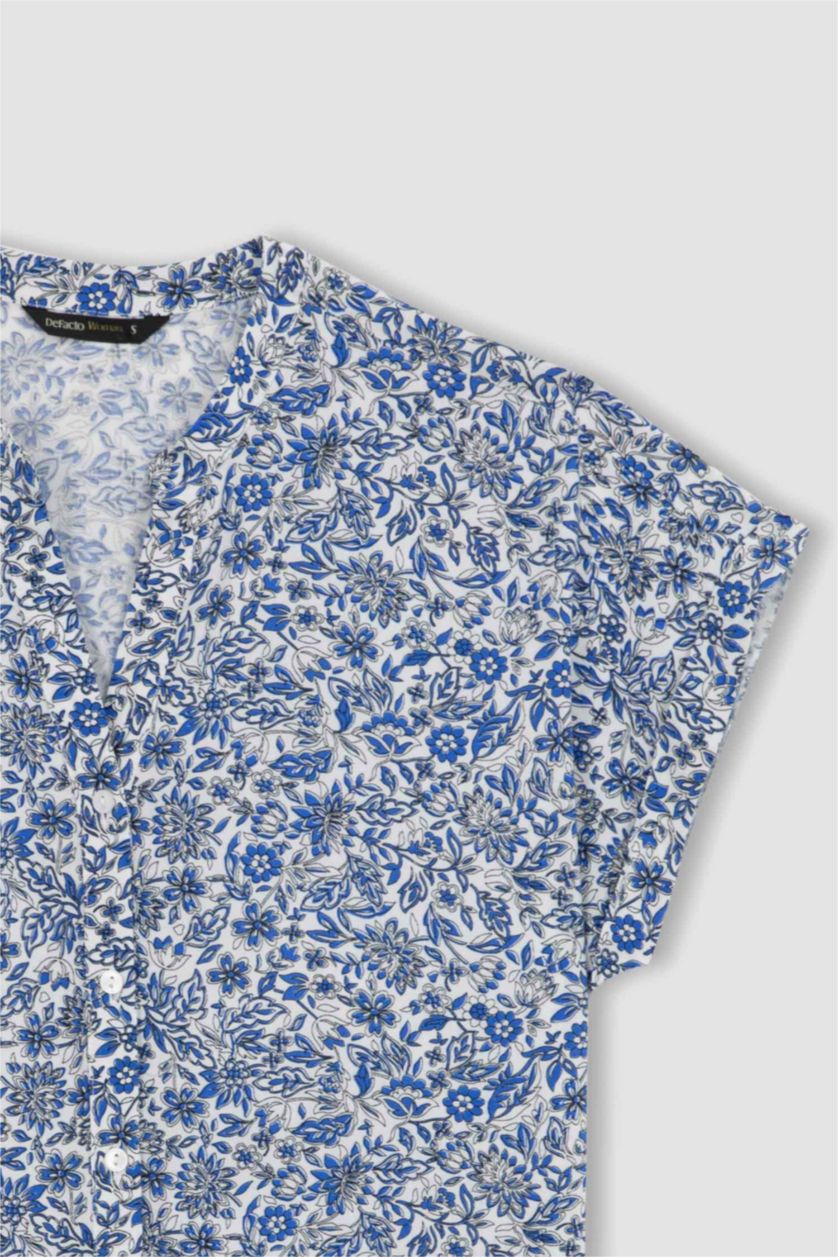 Woman Blue Regular Fit Short Sleeve Shirt