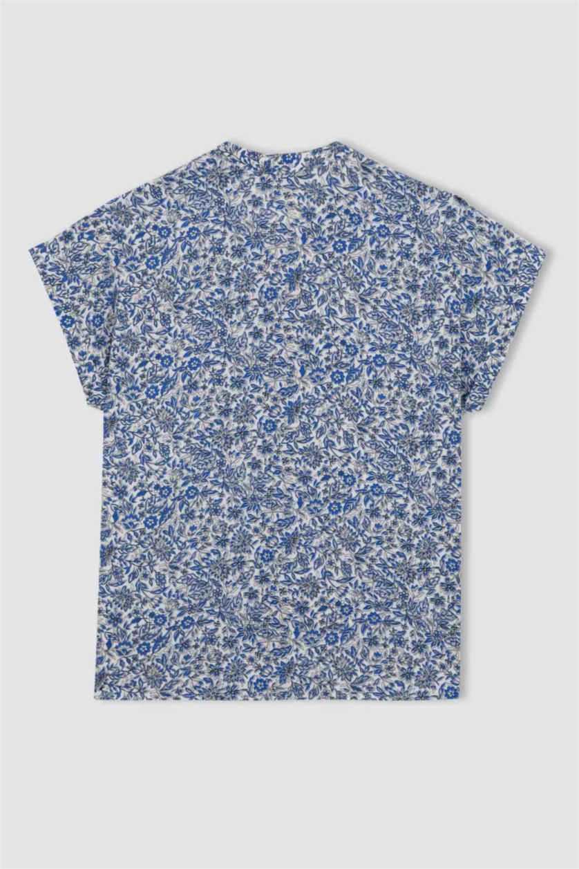 Woman Blue Regular Fit Short Sleeve Shirt