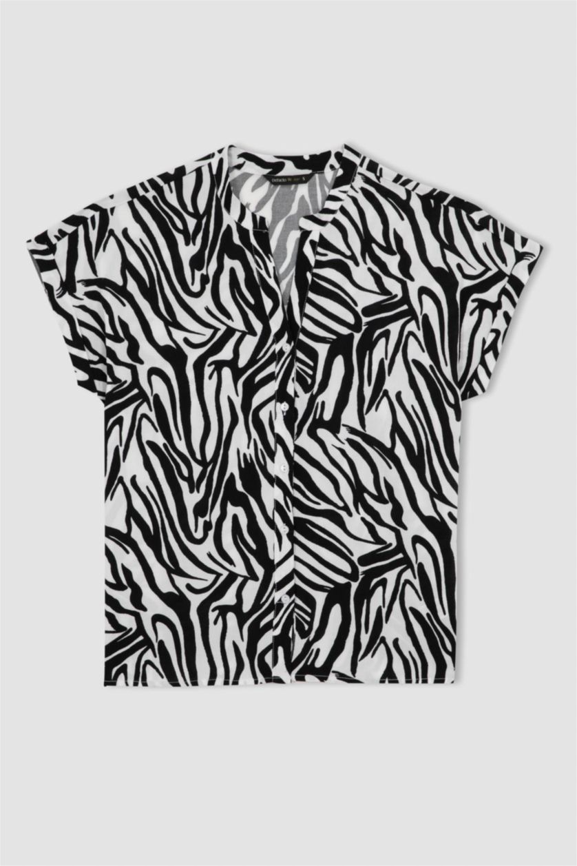 FEMME Écru Regular Fit Short Sleeve Shirt