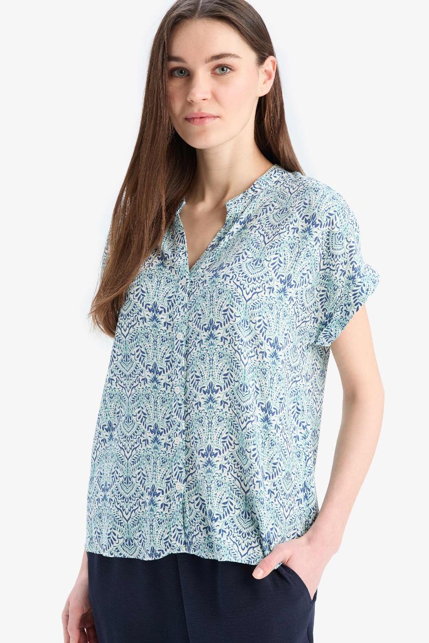 WOMAN Ecru Regular Fit Crew Neck Short Sleeve Shirt