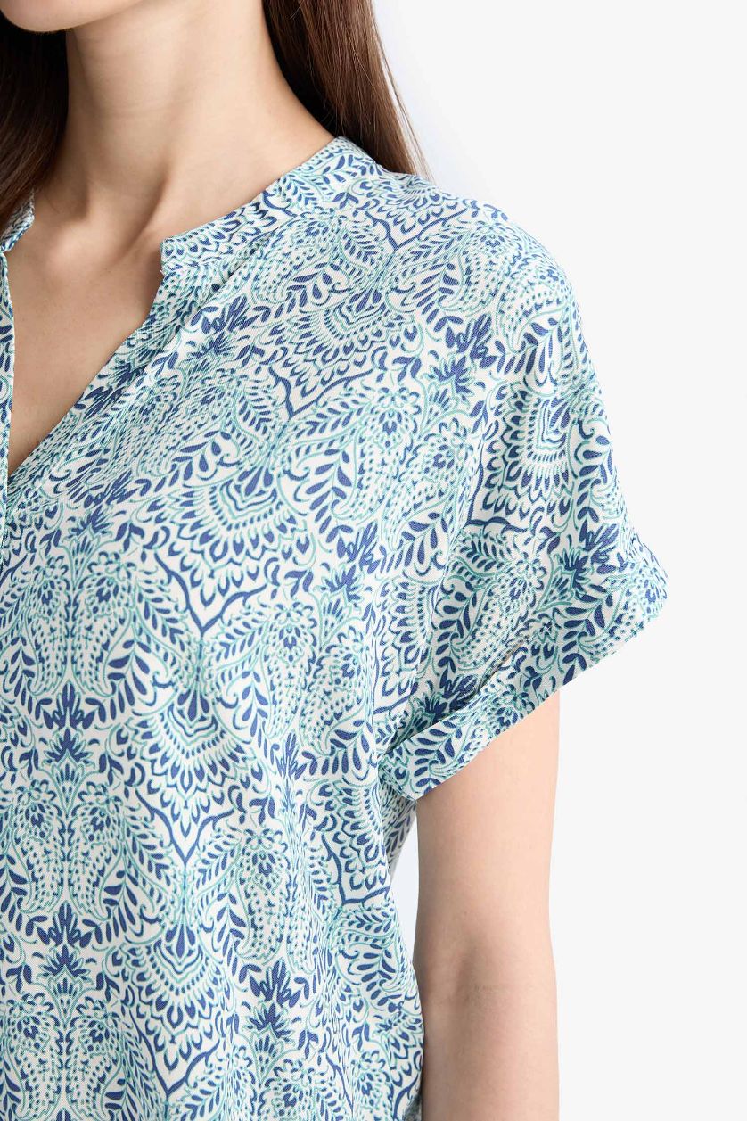 WOMAN Ecru Regular Fit Crew Neck Short Sleeve Shirt