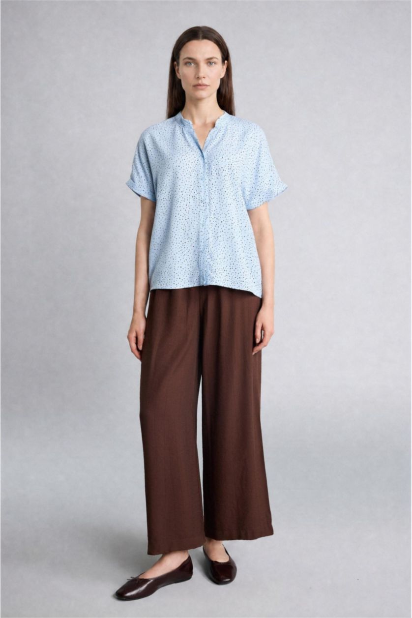WOMAN Light Blue Regular Fit Short Sleeve Shirt
