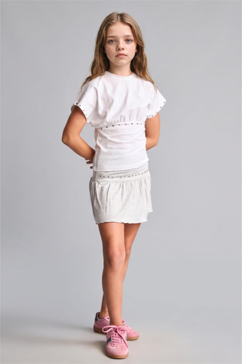 Girls & Teens Ecru Regular Fit Short Sleeve T-Shirt