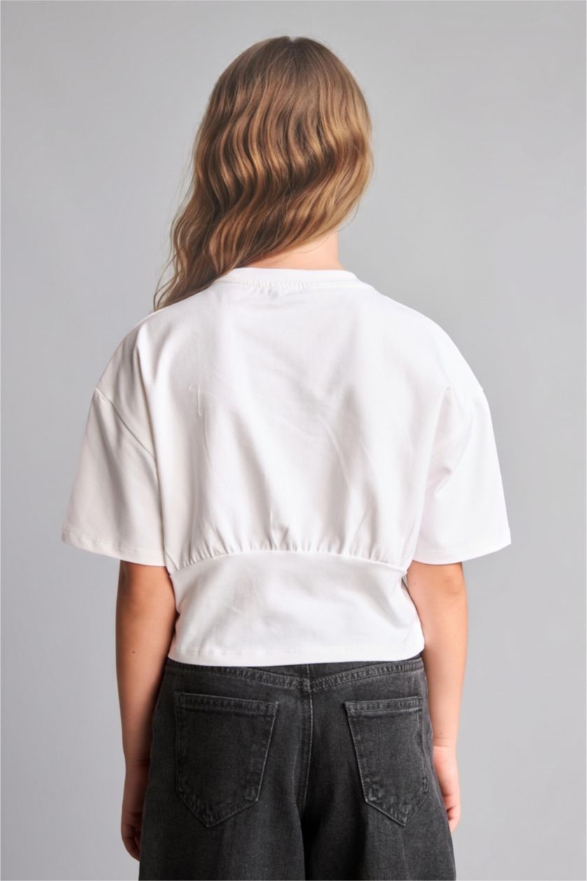 Girls & Teens Ecru Regular Fit Short Sleeve T-Shirt