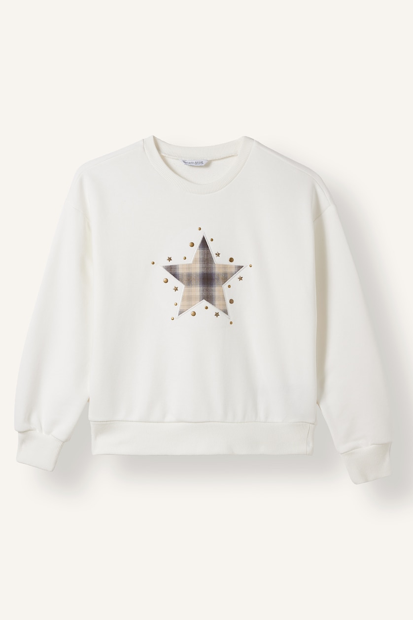 Young Girls - Teen Girls Ecru Relax Fit Slogan Crew Neck Sweatshirt
