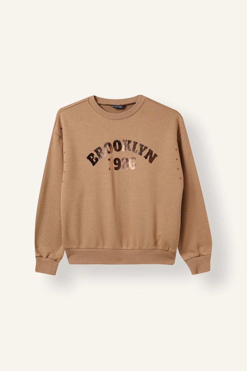 Kız Çocuk - Genç Kız Vizon Relax Fıt Baskılı Sweatshirt Kız Çocuk