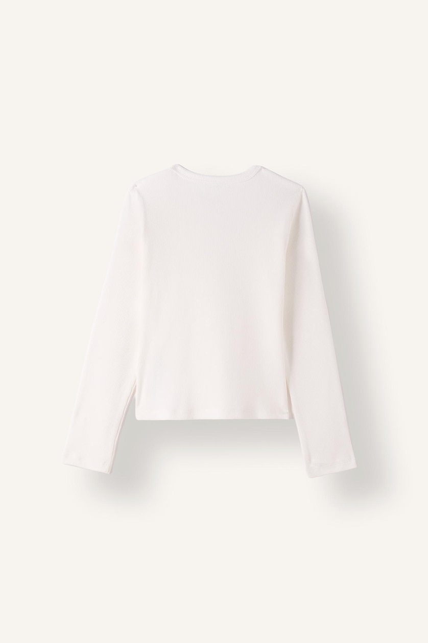 GIRLS & TEENS Ecru Girl Slim Fit Ribbed T-Shirt