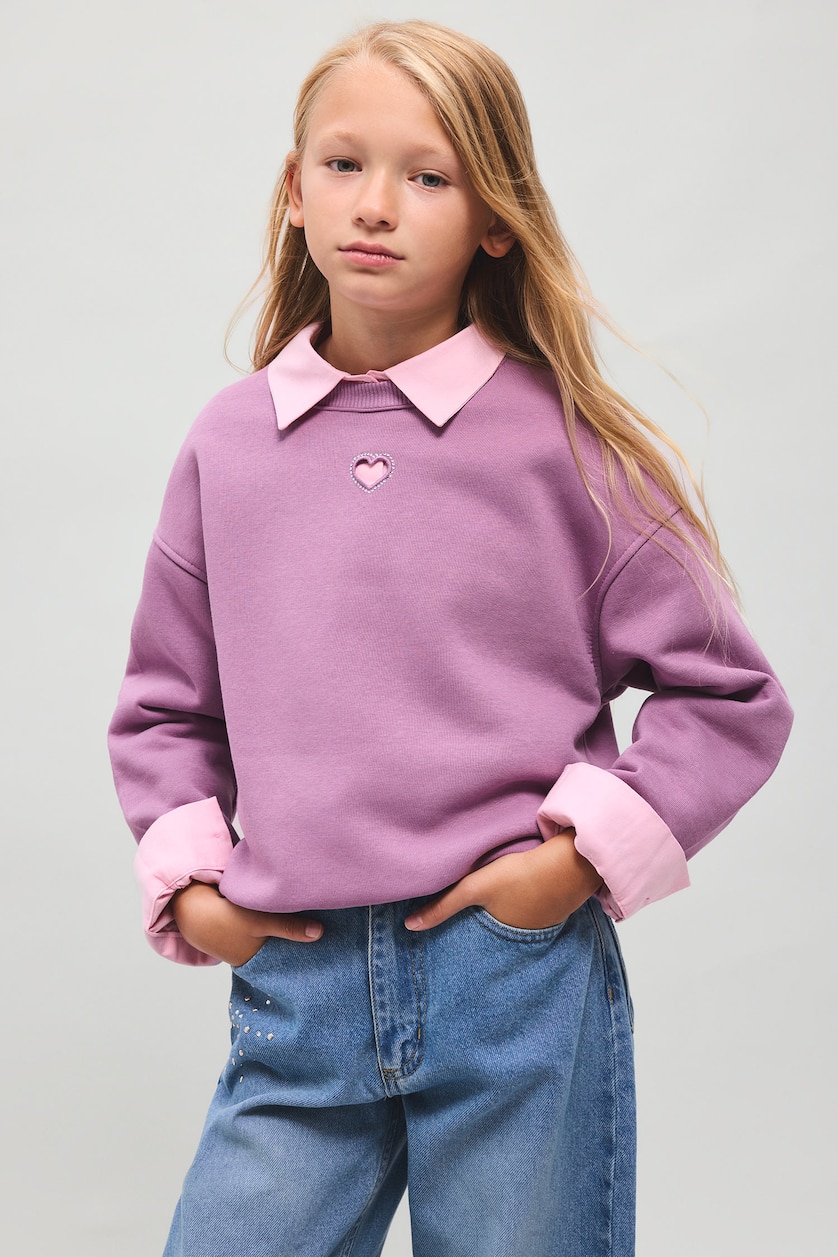 GIRLS & TEENS Lilac Girl Relax Fit Crew Neck Sweatshirt