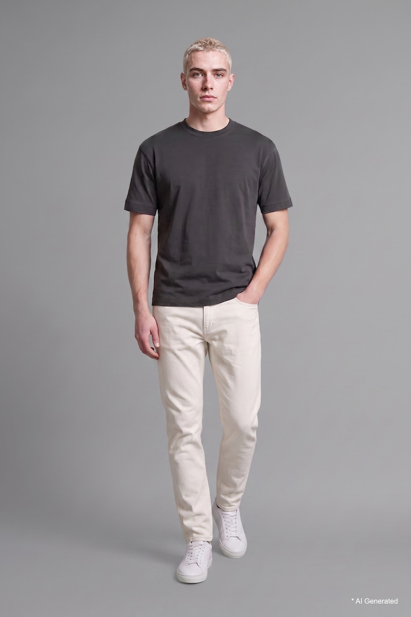 Erkek Beyaz Regular Fit Boru Paça Pantolon