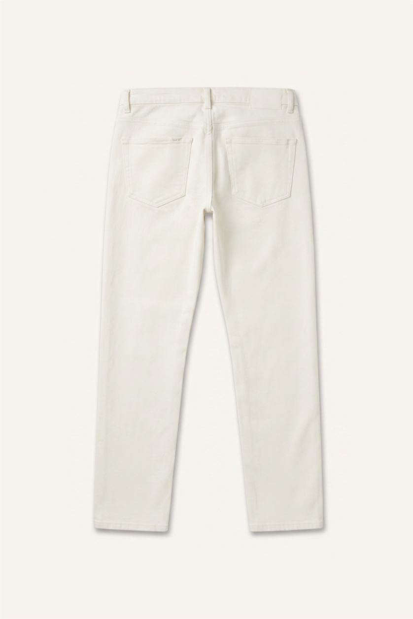 Erkek Beyaz Regular Fit Boru Paça Pantolon