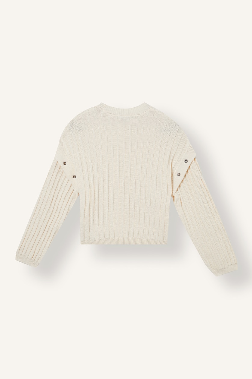 VAJZA & ADOLESHENTE Ecru Girl Ribbed Basic Pullover