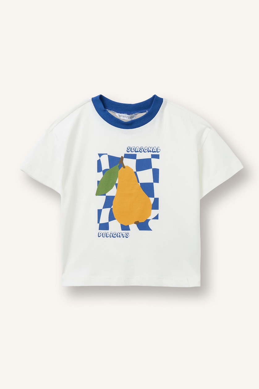 Baby Boys Ecru Regular Fit Slogan Short Sleeve T-Shirt