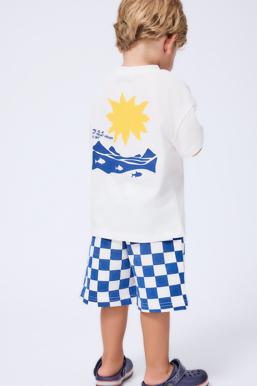 Baby Boys Ecru Regular Fit Slogan Short Sleeve T-Shirt