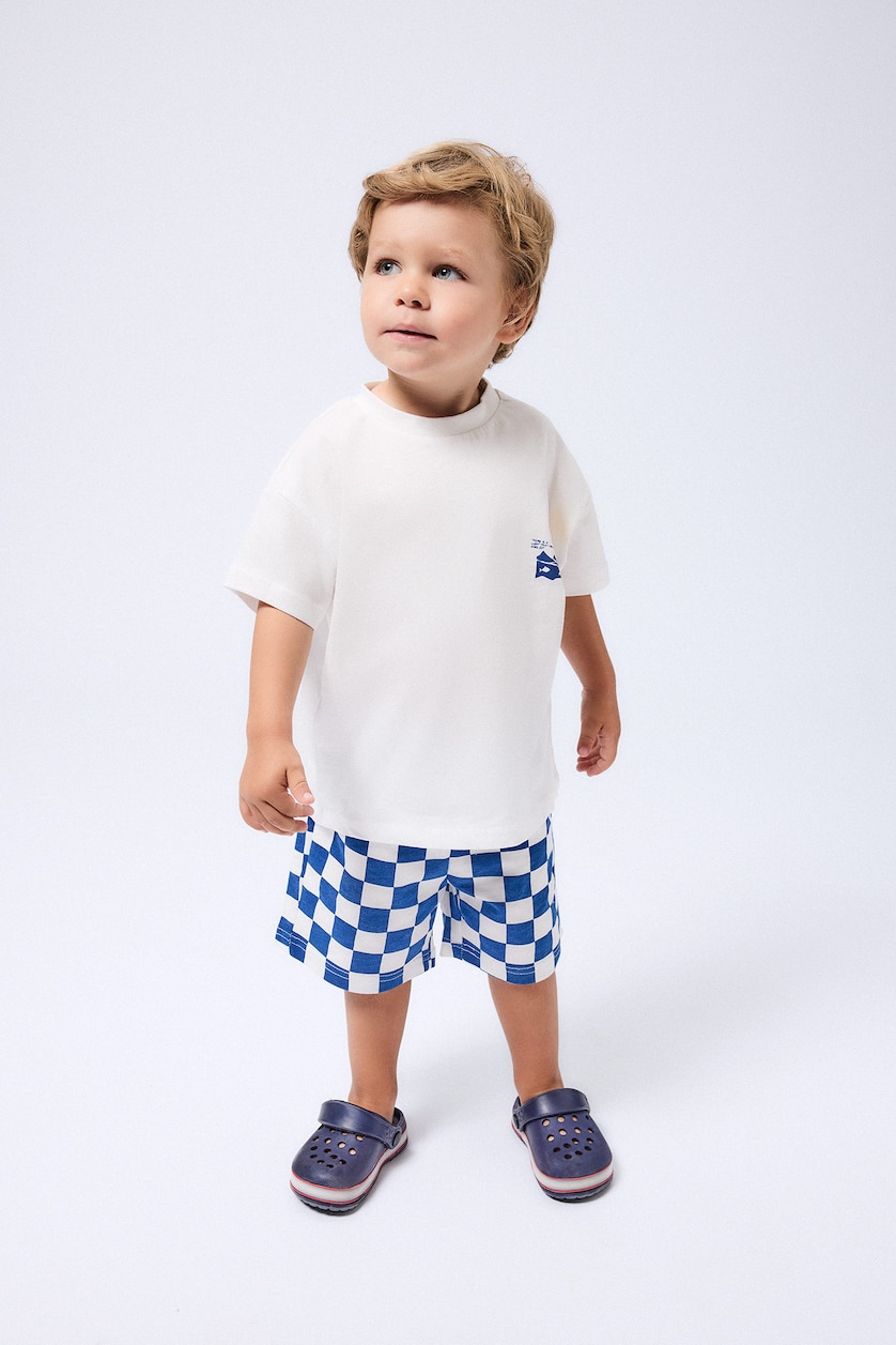Baby Boys Ecru Regular Fit Slogan Short Sleeve T-Shirt