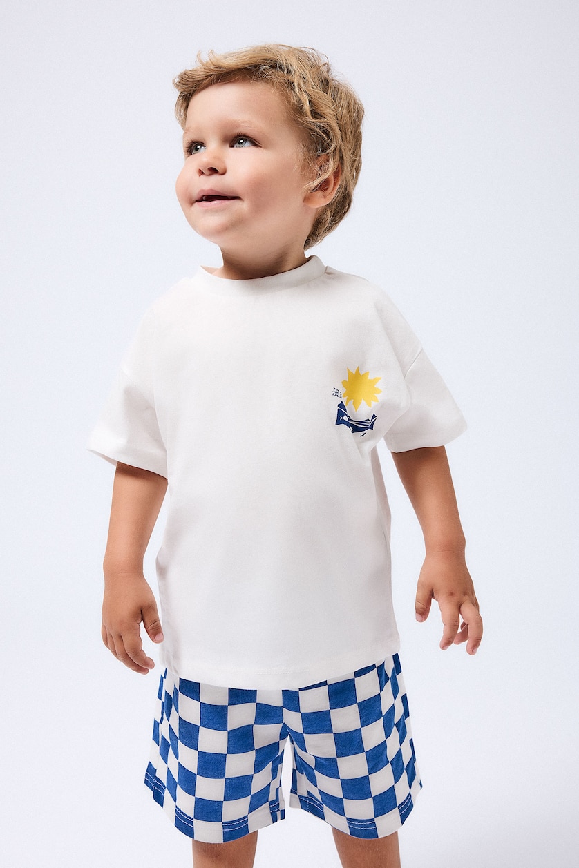 Baby Boys Ecru Regular Fit Slogan Short Sleeve T-Shirt