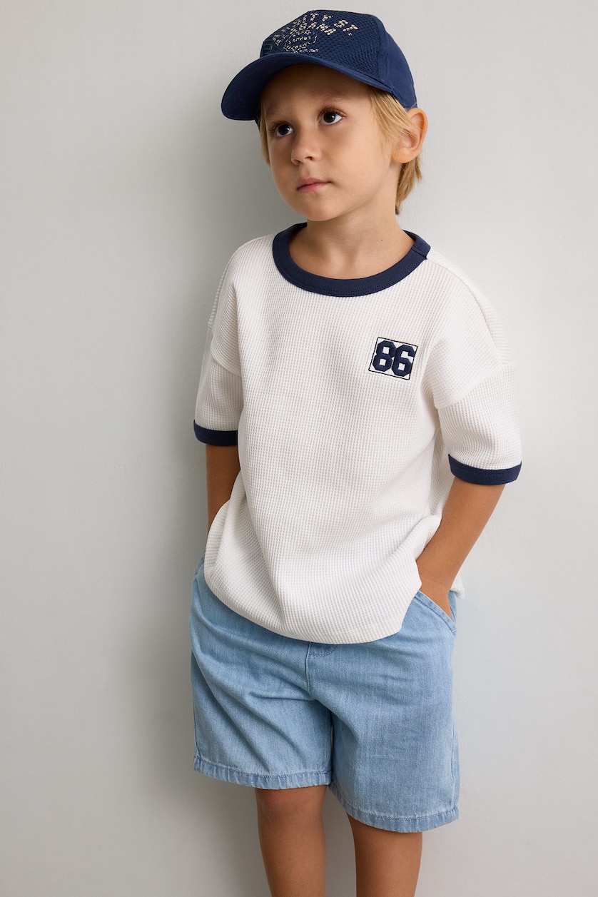 Baby Boys Ecru Oversize Fit Printed Short Sleeve T-Shirt