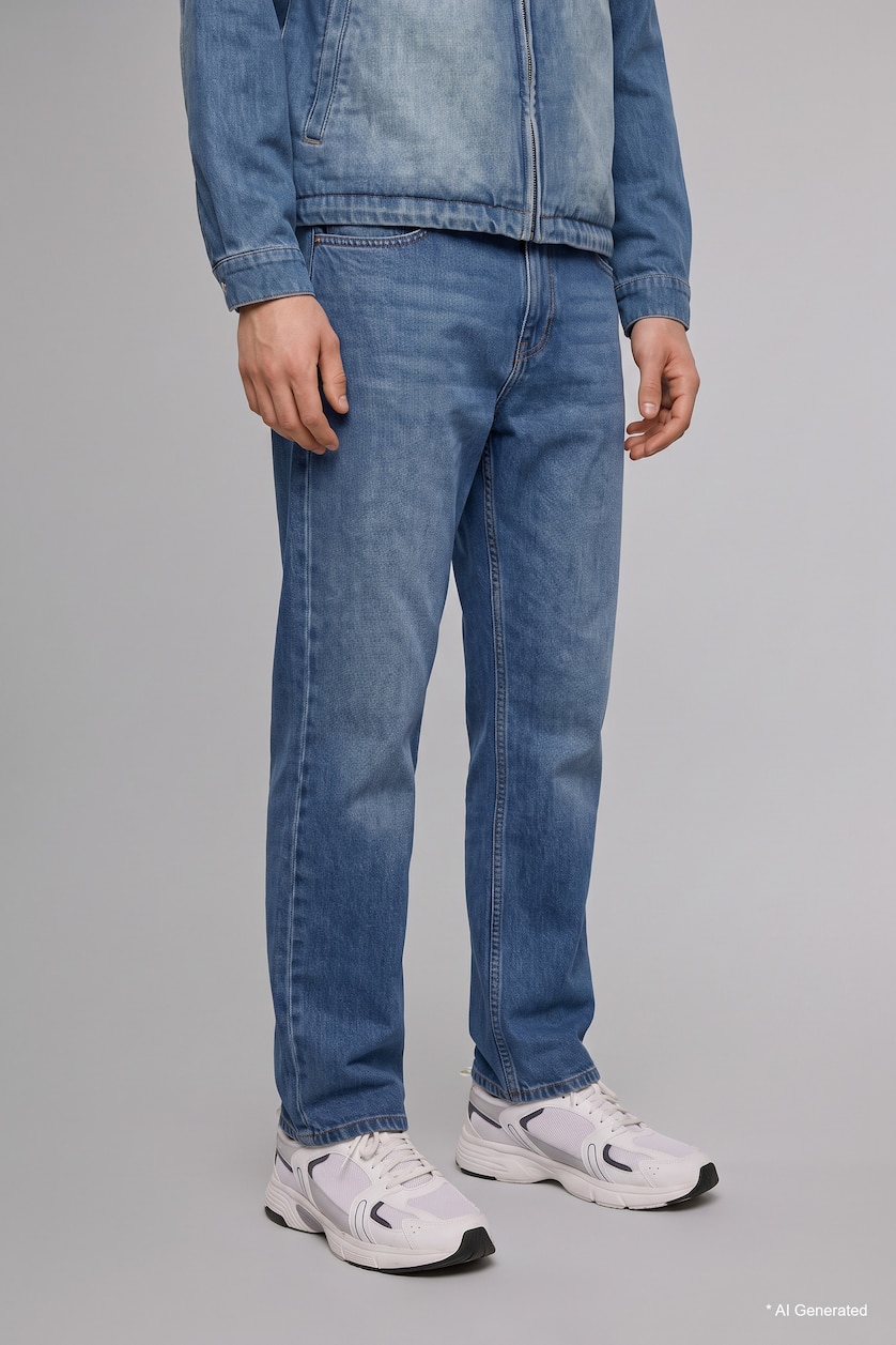 Men Blue Straight Fit Trousers