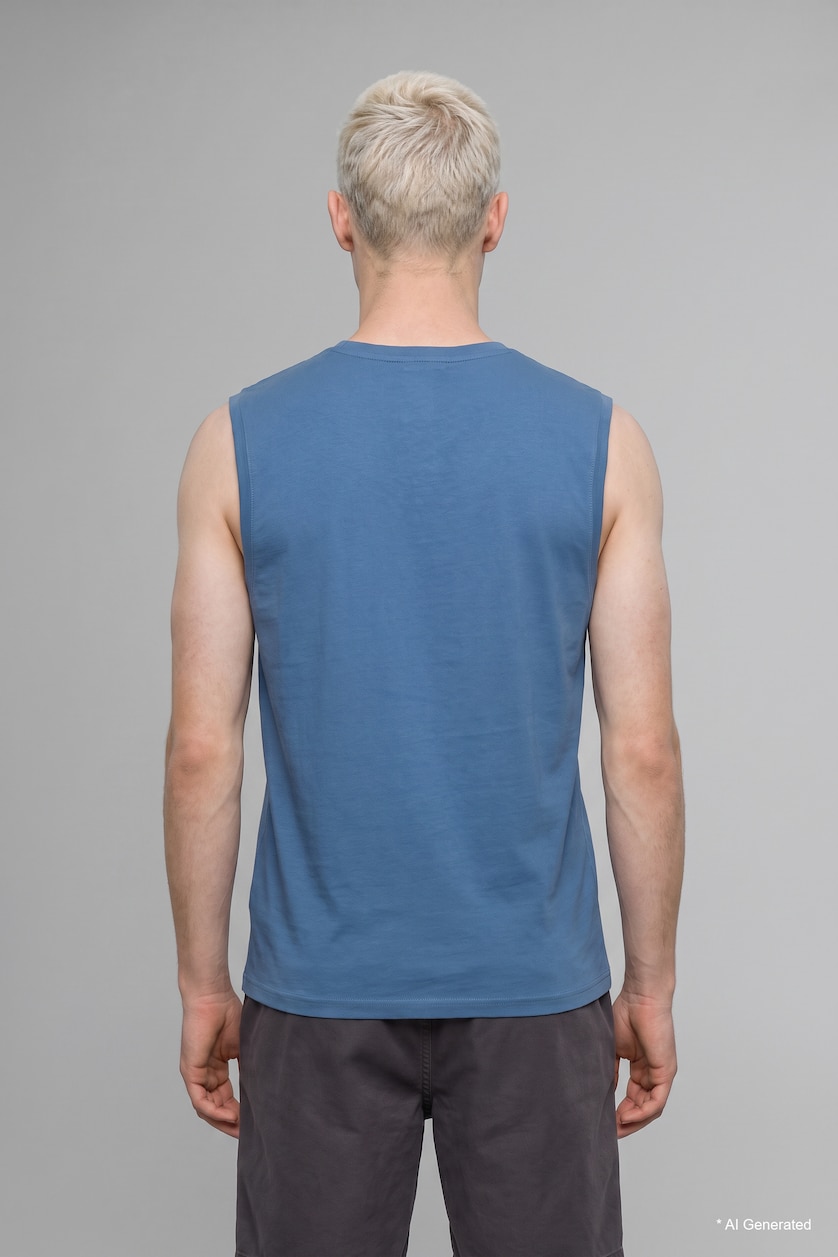 Man Blue توب اوفر سايز قطن بياخة مستديرة