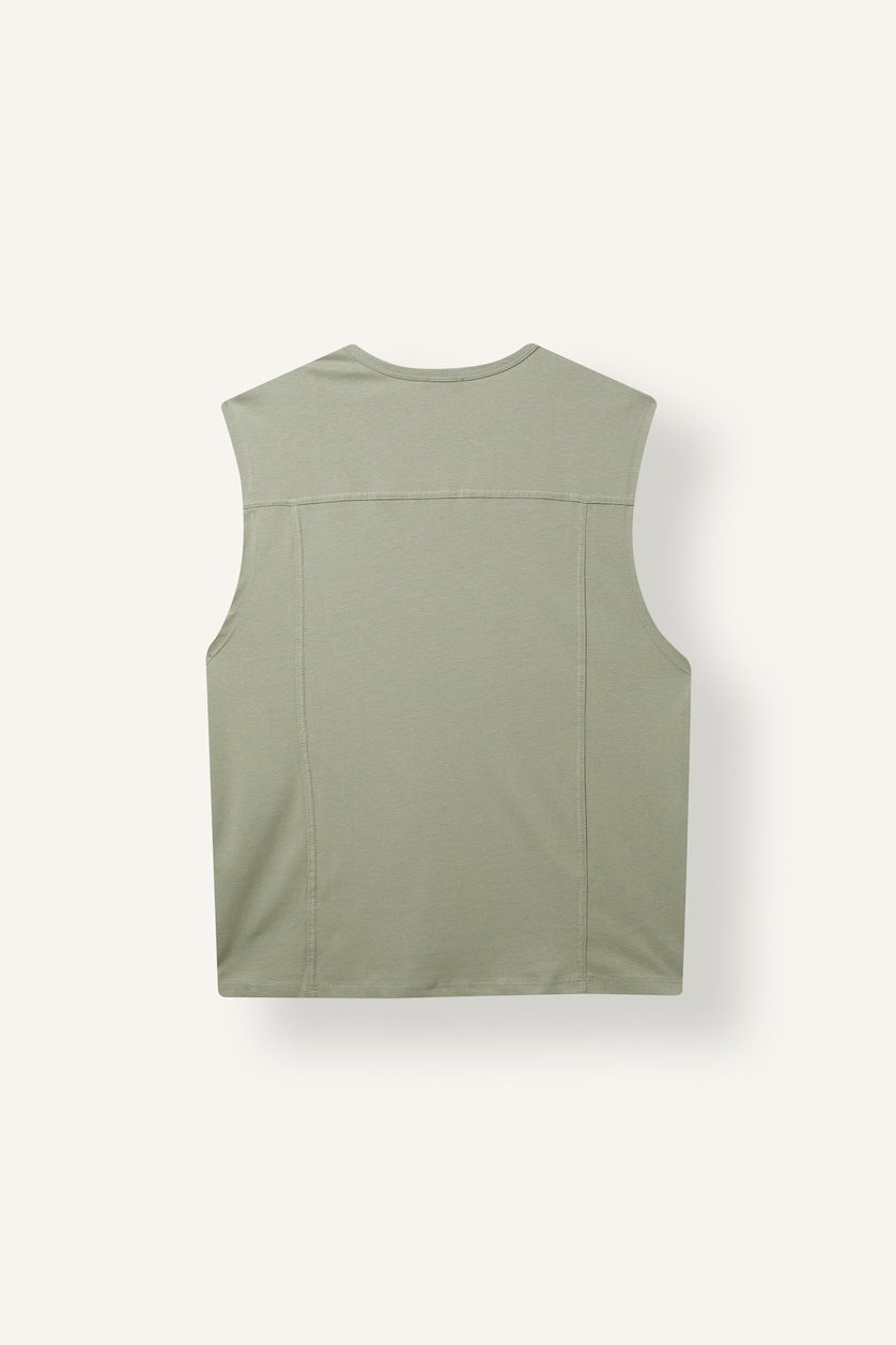 Men Green Boxy Fit Crew Neck Sleeveless Tank Top
