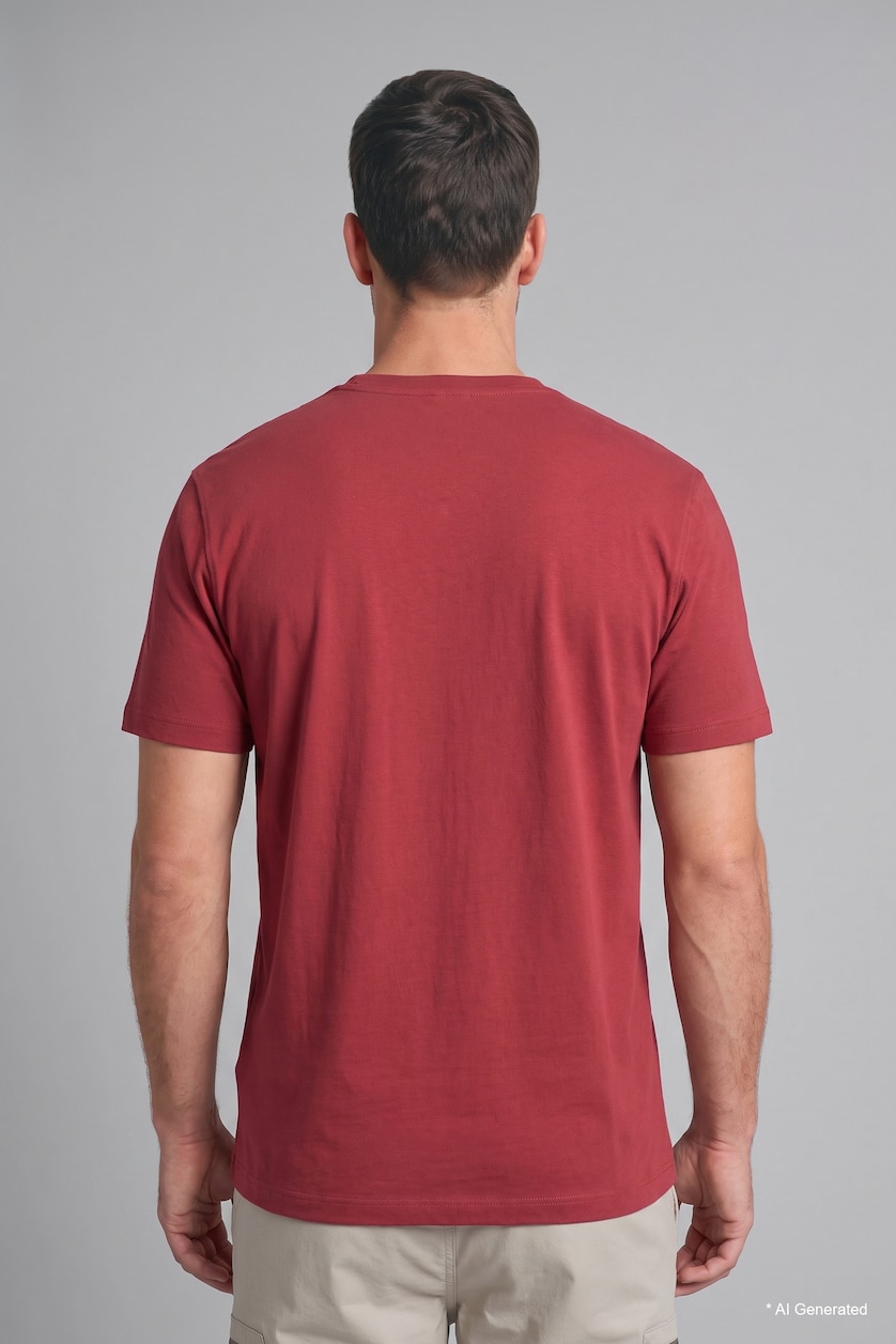 Erkek Bordo %100 Pamuk Regular Fit Bisiklet Yaka Baskılı Tişört